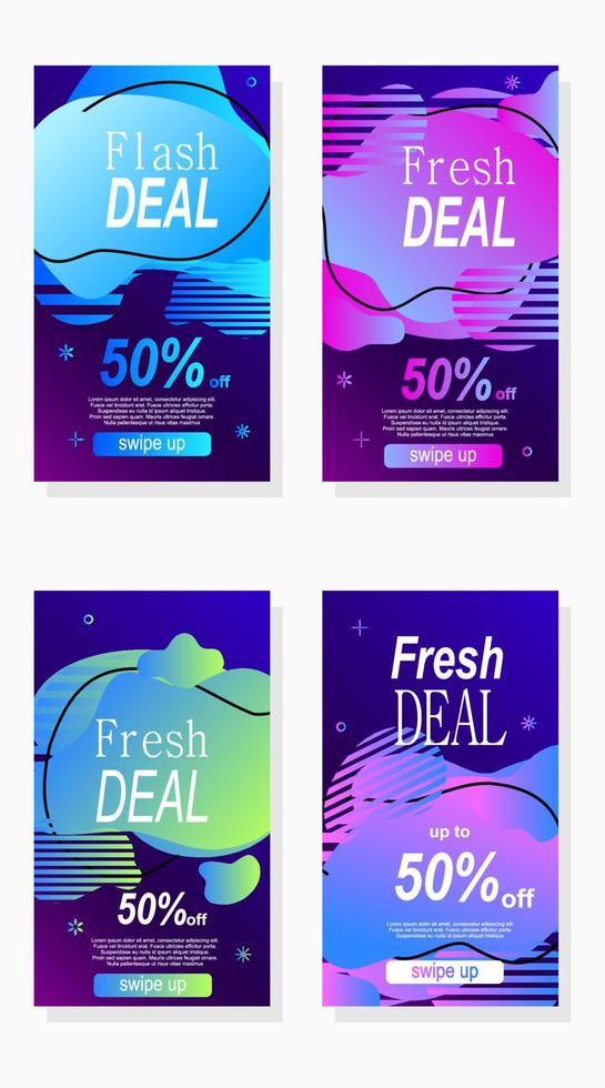 abstract set of label sale and discount for social media advertisement stories vector