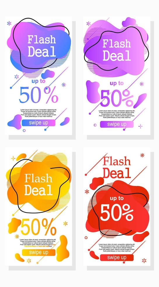 set of colorful bubbles with abstract liquid shape for social media stories promotion vector