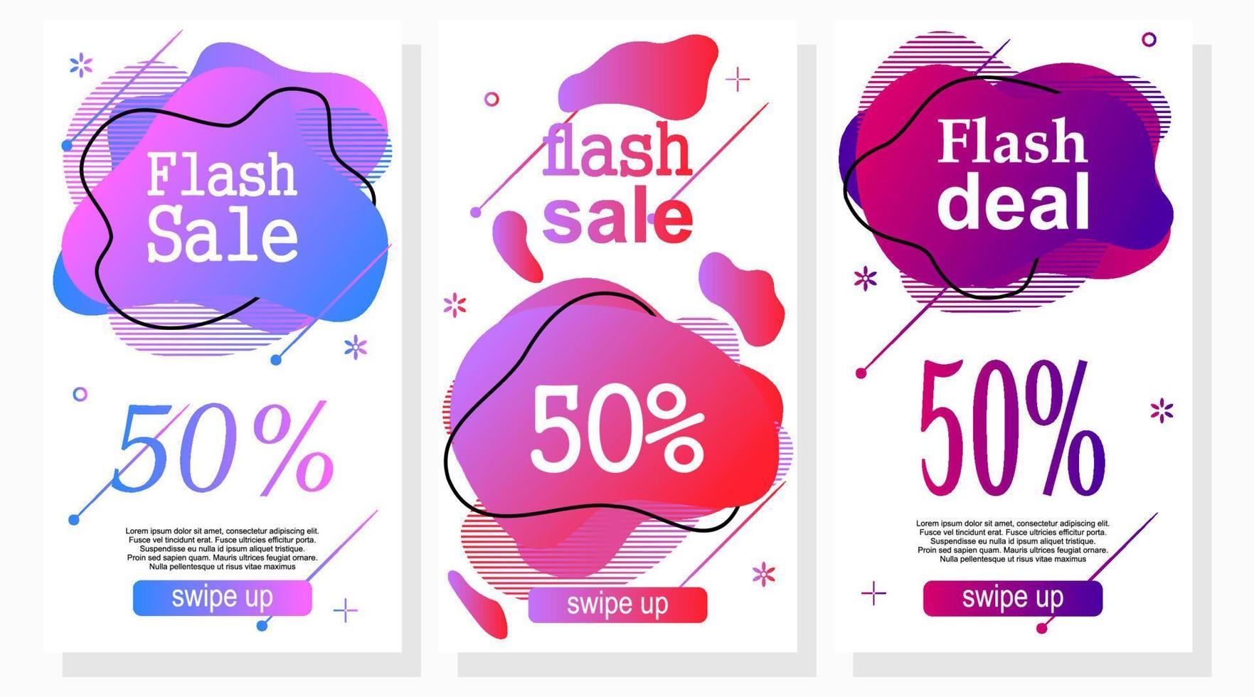 set of labels promotion with abstract shape and gradient color for social media stories vector