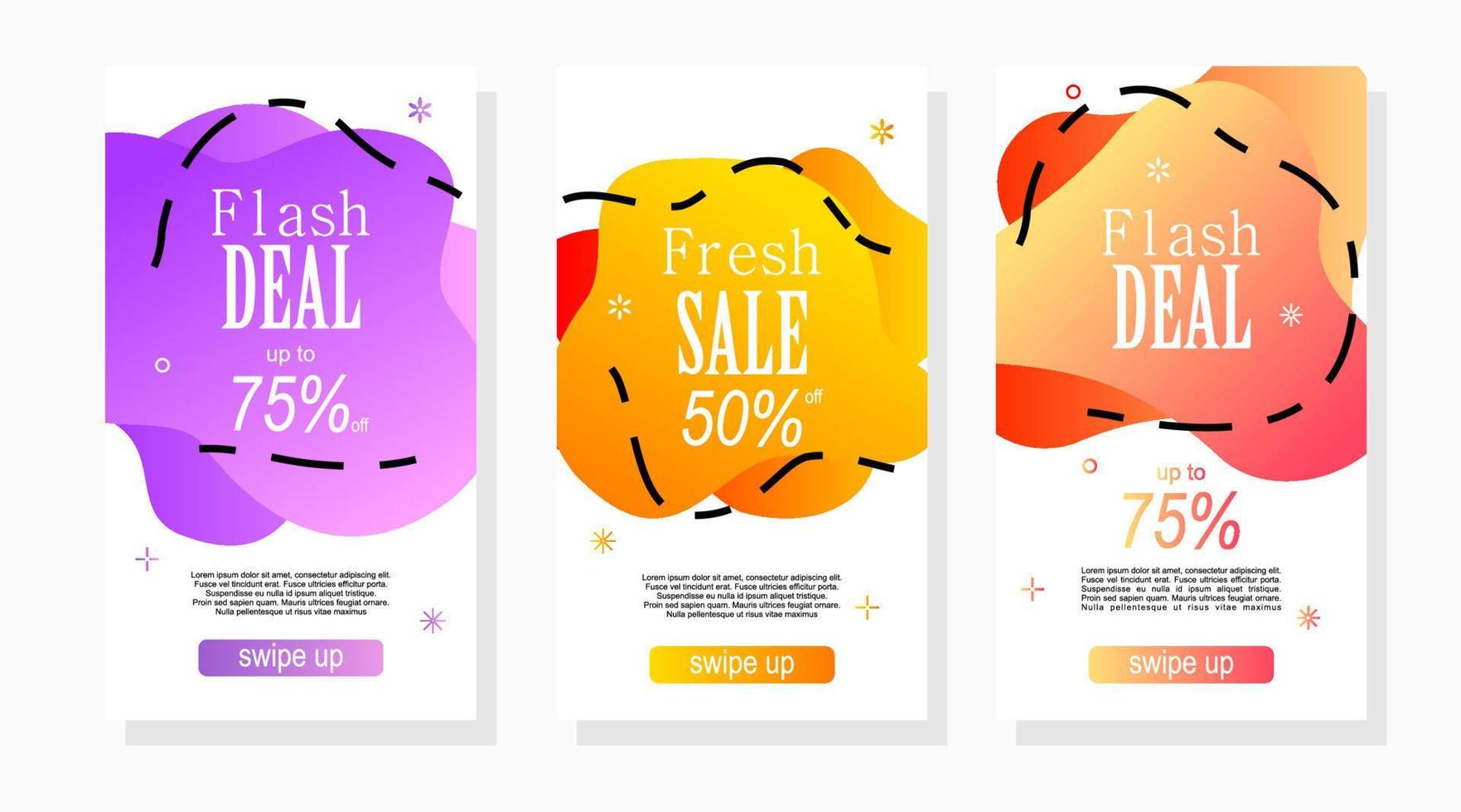 abstract discount banner promotion with amoeba and gradient concept for social media stories vector