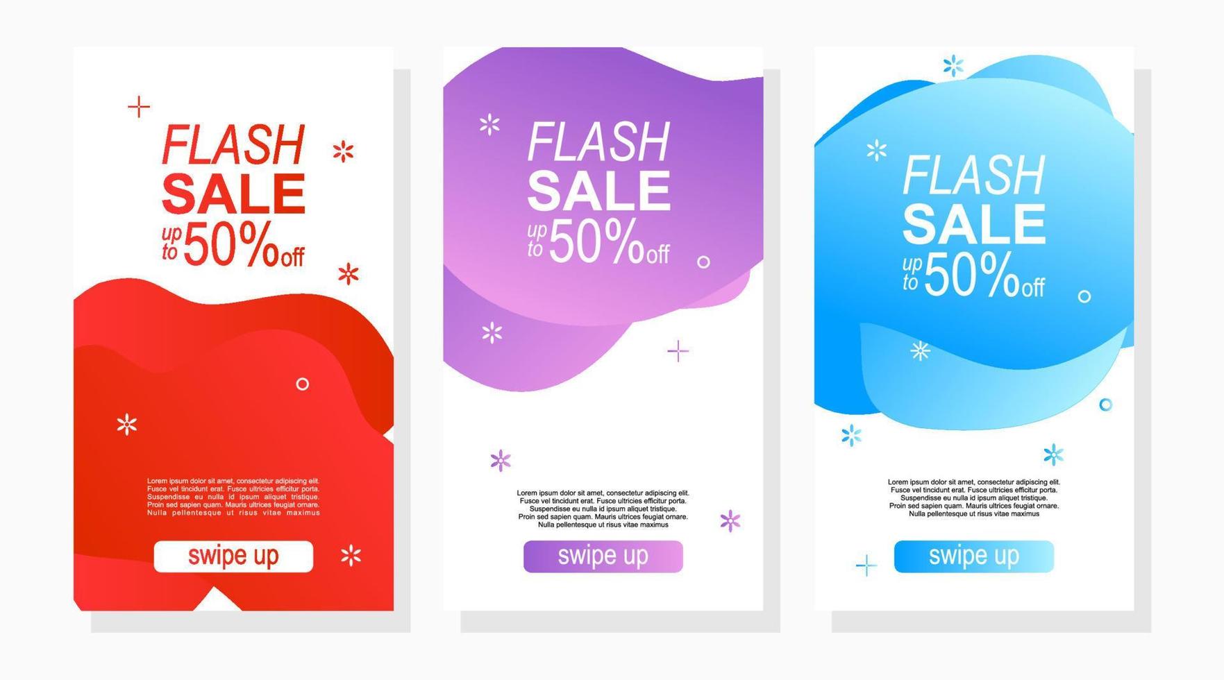 set of abstract modern sale labels design for social media promotion stories vector