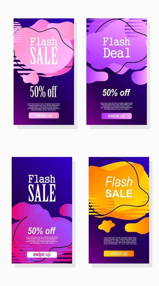set of vector design label promotion and discount for stories social media