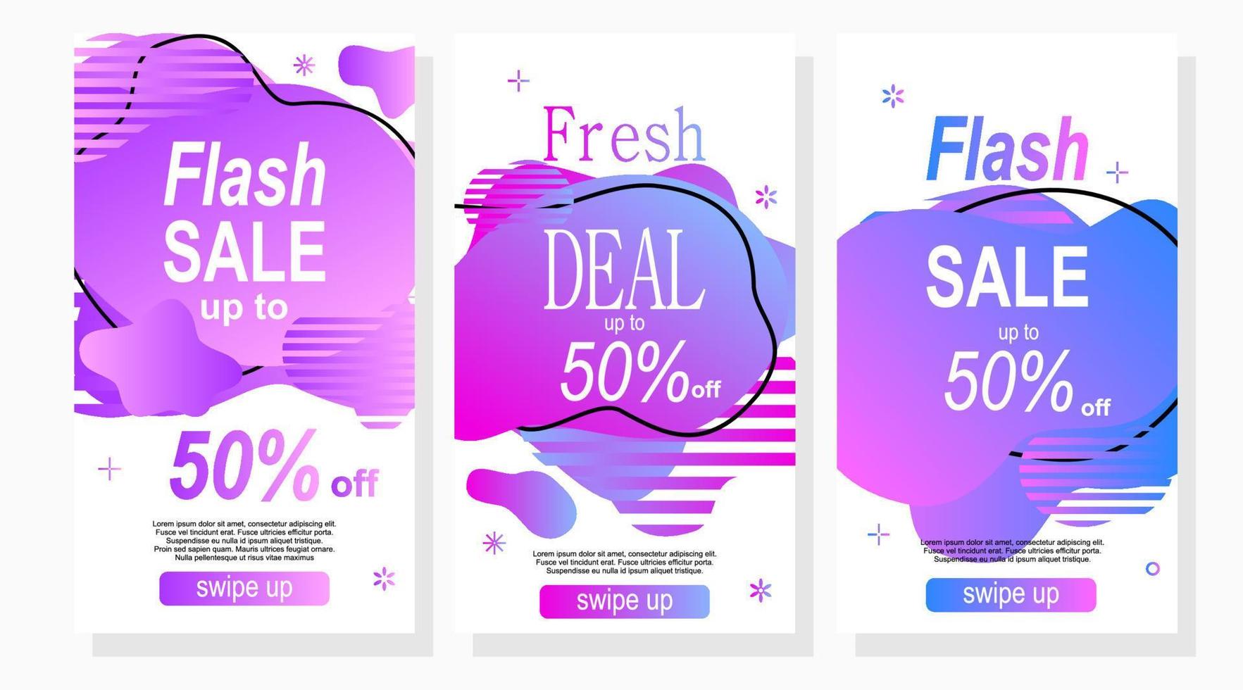 abstract amoeba sale banner design for social media promotion with gradient color vector