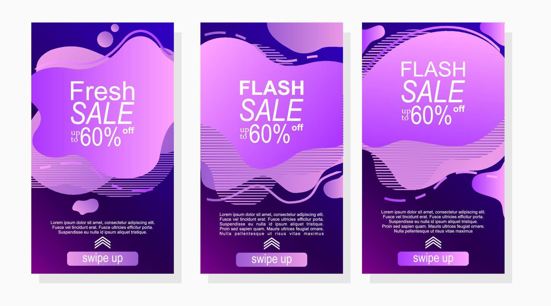 set of labels promotion for social media advertisement with gradient color and abstract design vector