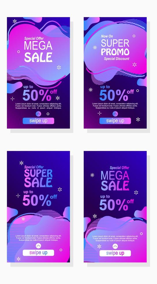set of cards with design for social media advertisement stories vector