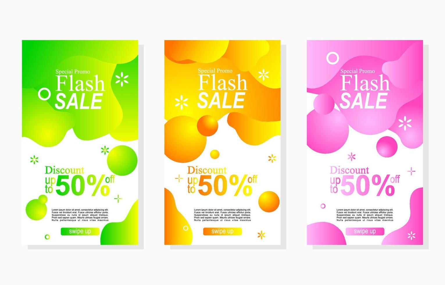 set of colorful labels design with liquid shape for social media advertisement and promotion stories vector