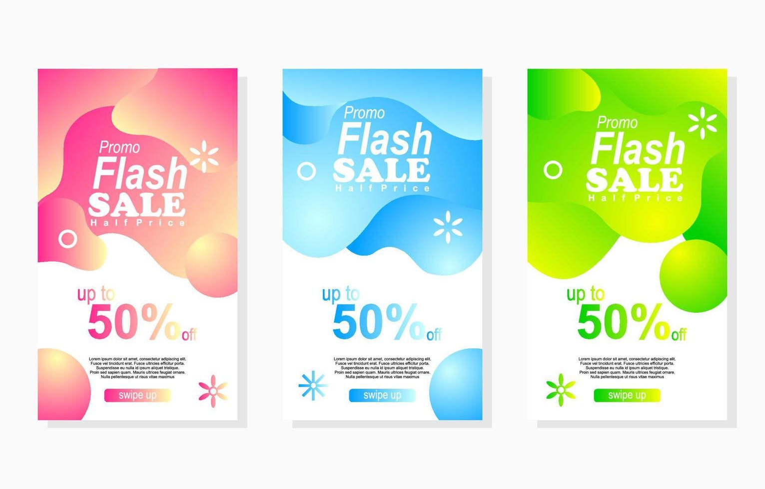 set of colorful sale promotion social media stories with abstract liquid design vector