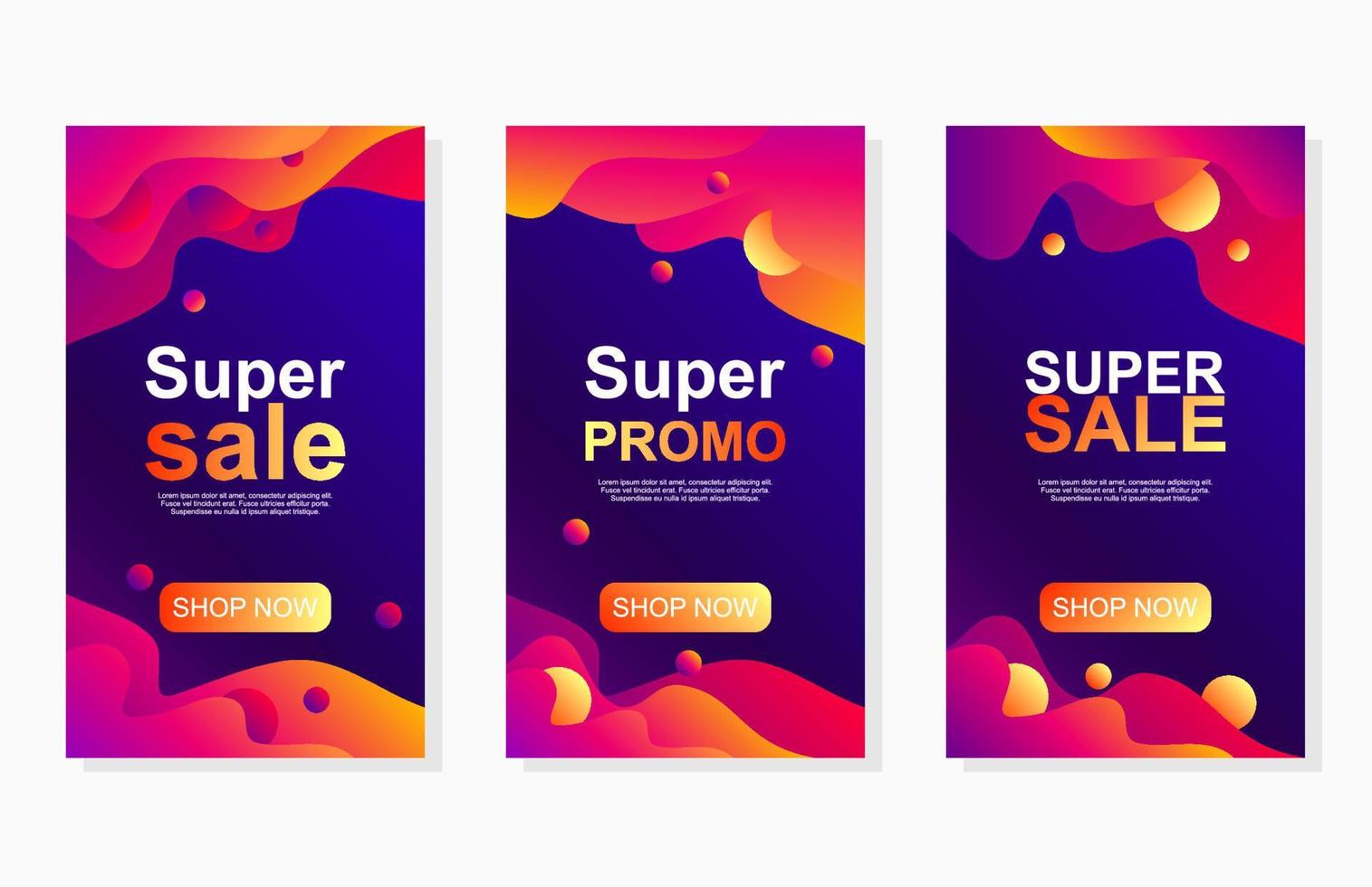 diseño de banner de venta moderno abstracto con forma líquida de degradado colorido para historias de publicidad en redes sociales y promoción vector