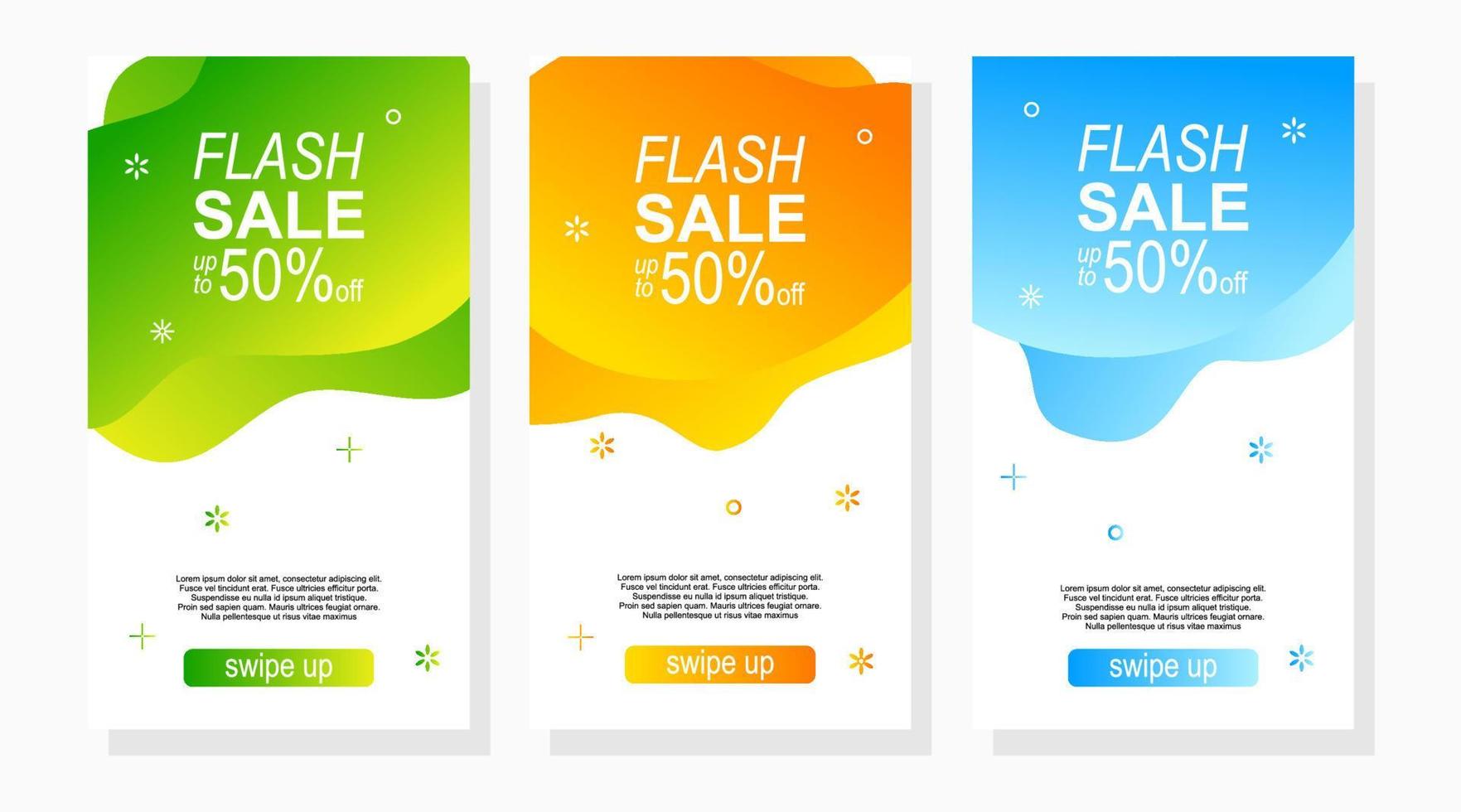 set of colorful sale labels promotion for social media stories vector