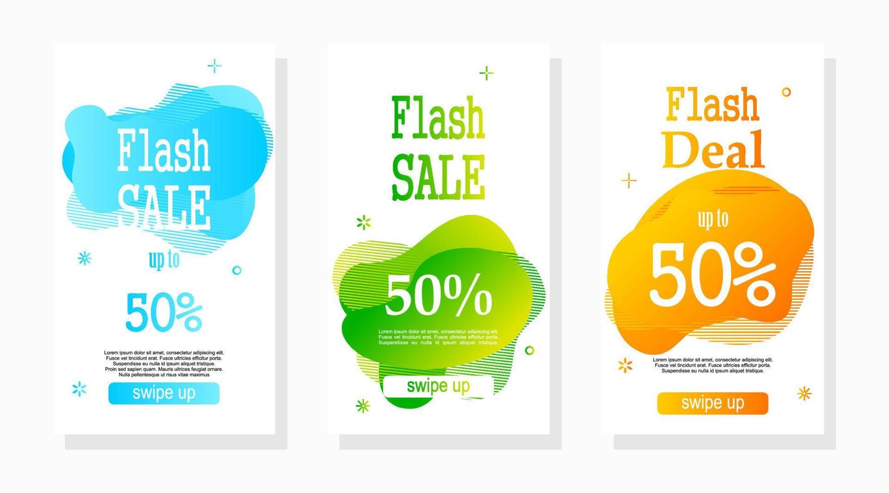 set of discount labels promotion stories design for social media advertisement vector