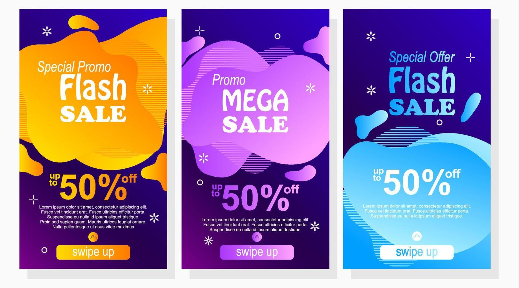 set of labels promotion with abstract shape and gradient color for social media stories vector