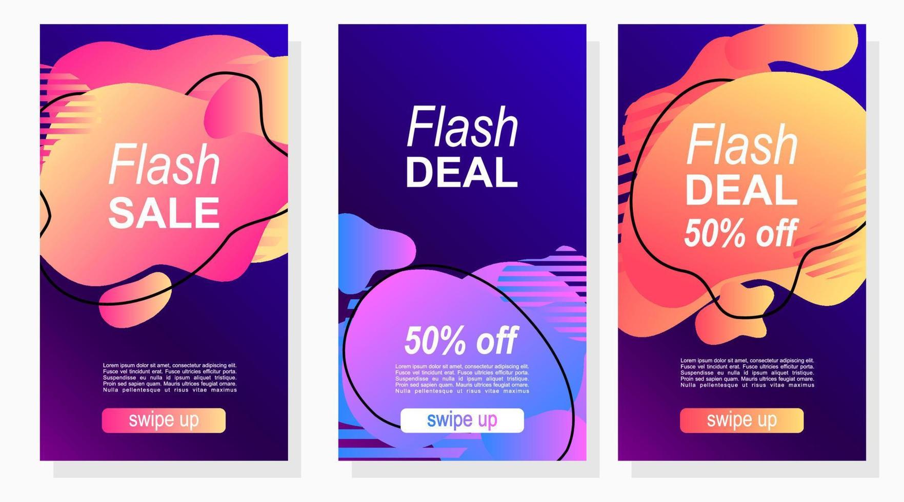 set of vector label promotion for social media stories with gradient color and abstract shape