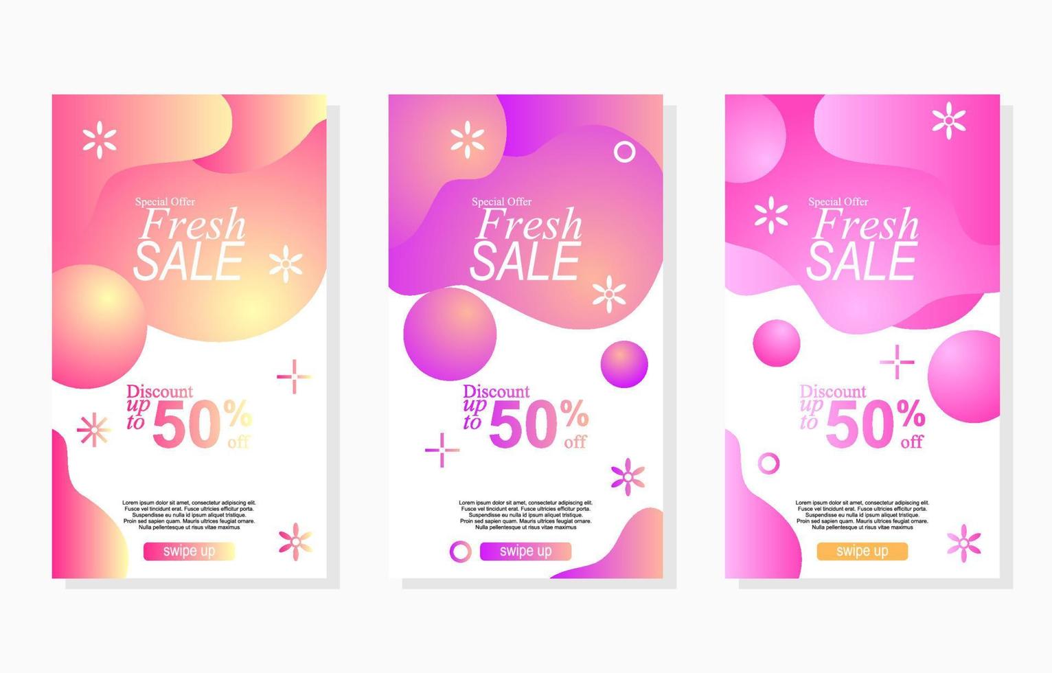 abstract colorful liquid gradient set banner promotion design for social media advertisement vector