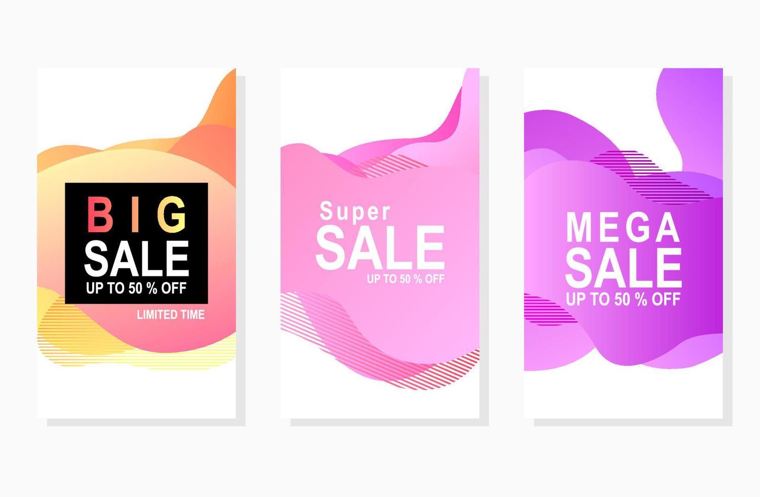 conjunto de historias de redes sociales líquidas abstractas de etiquetas de venta de degradado de colores para promoción y publicidad vector