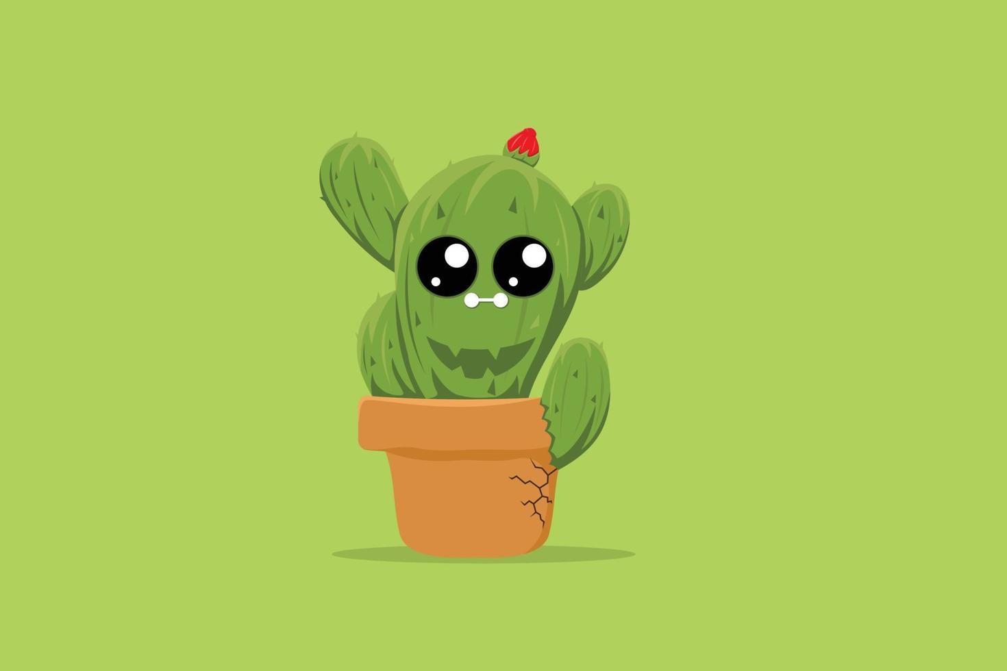 cute potted cactus cartoon for sticker and mascot vector