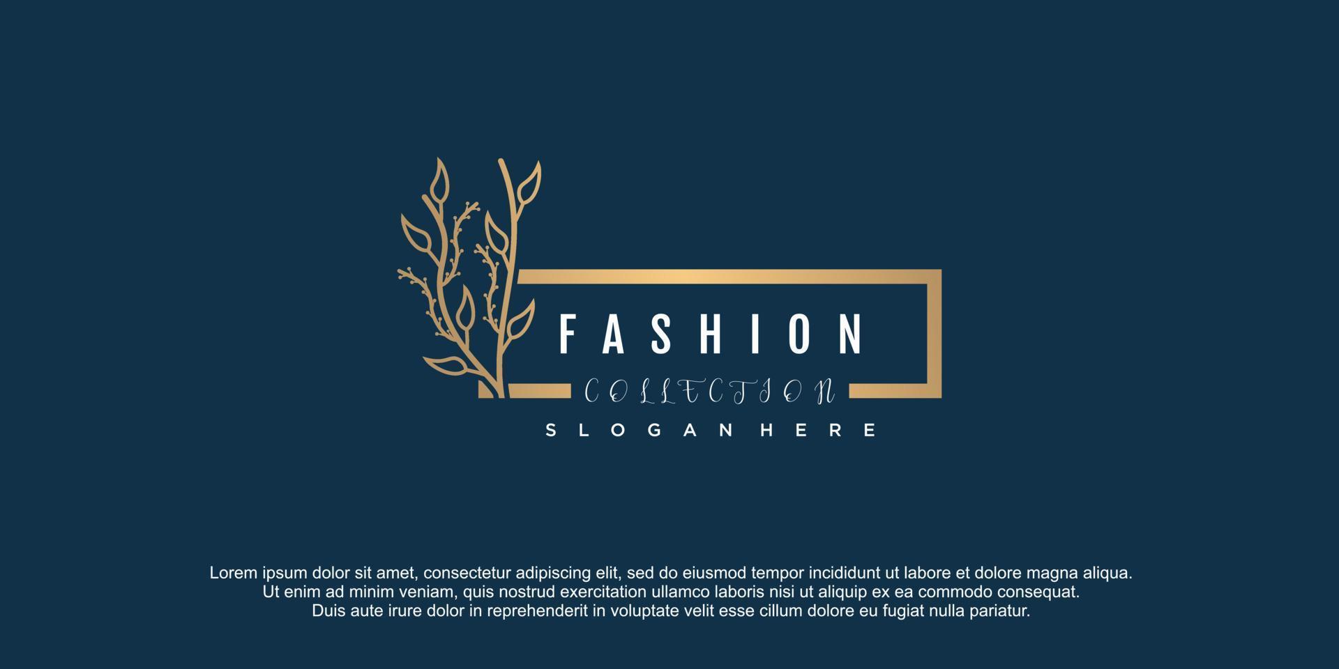 Beauty fashion with leaf element with creative design premium vector