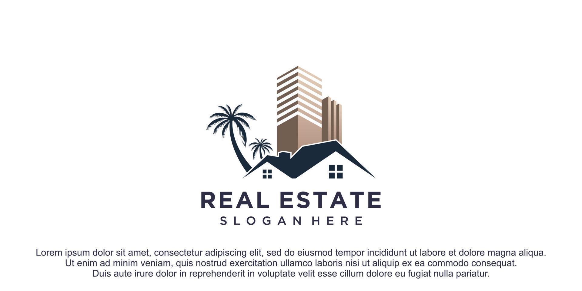 Real estate logo with creative design premium vector