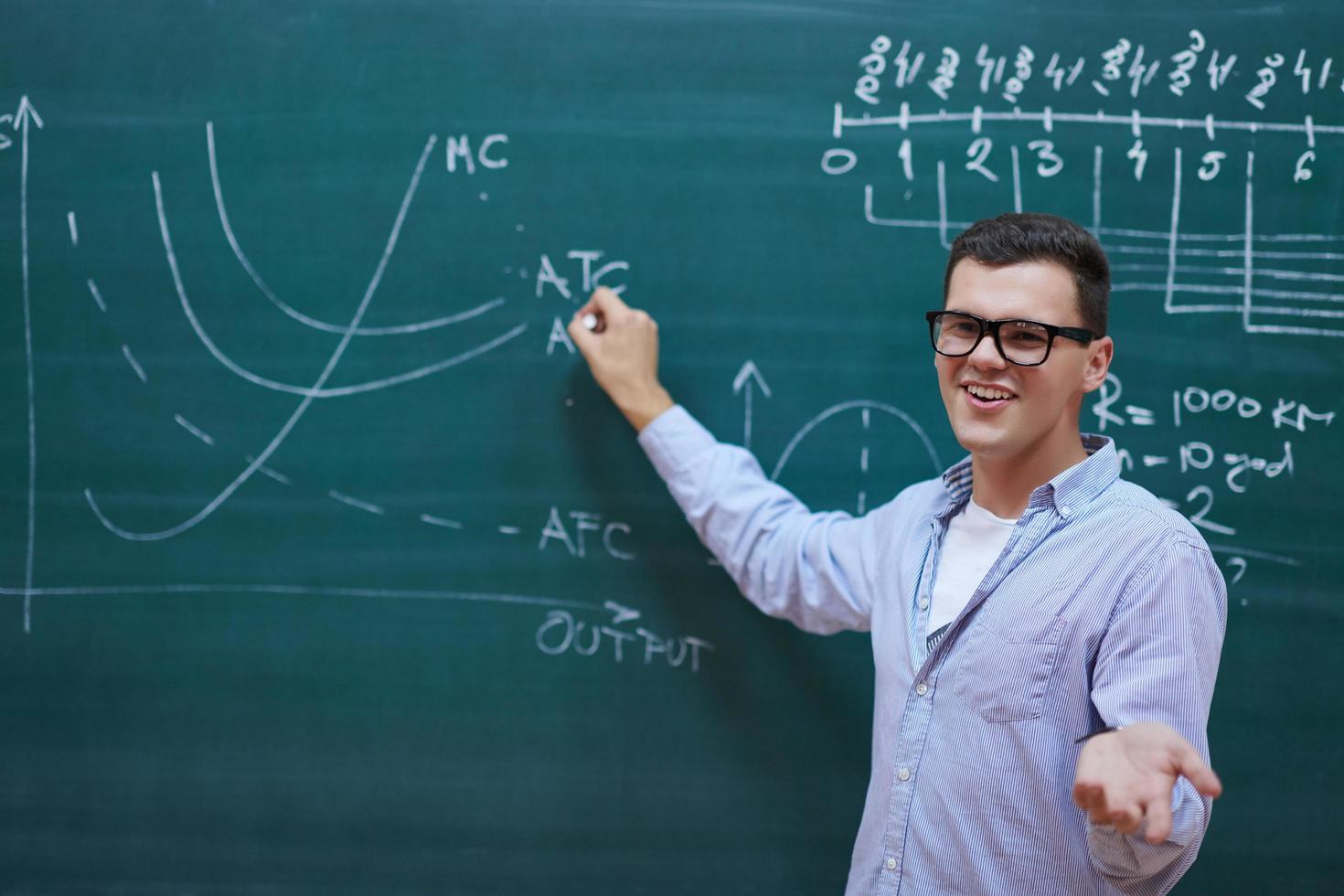 the student does the task on the board photo