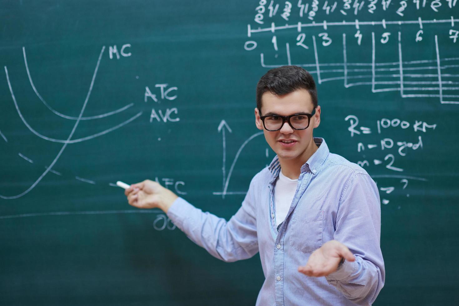 the student does the task on the board photo