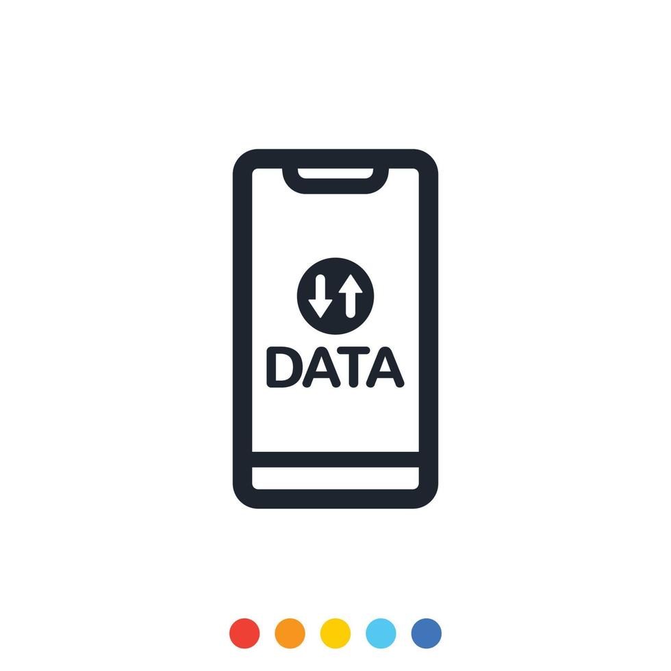 Smartphone icons and data usage messages. vector