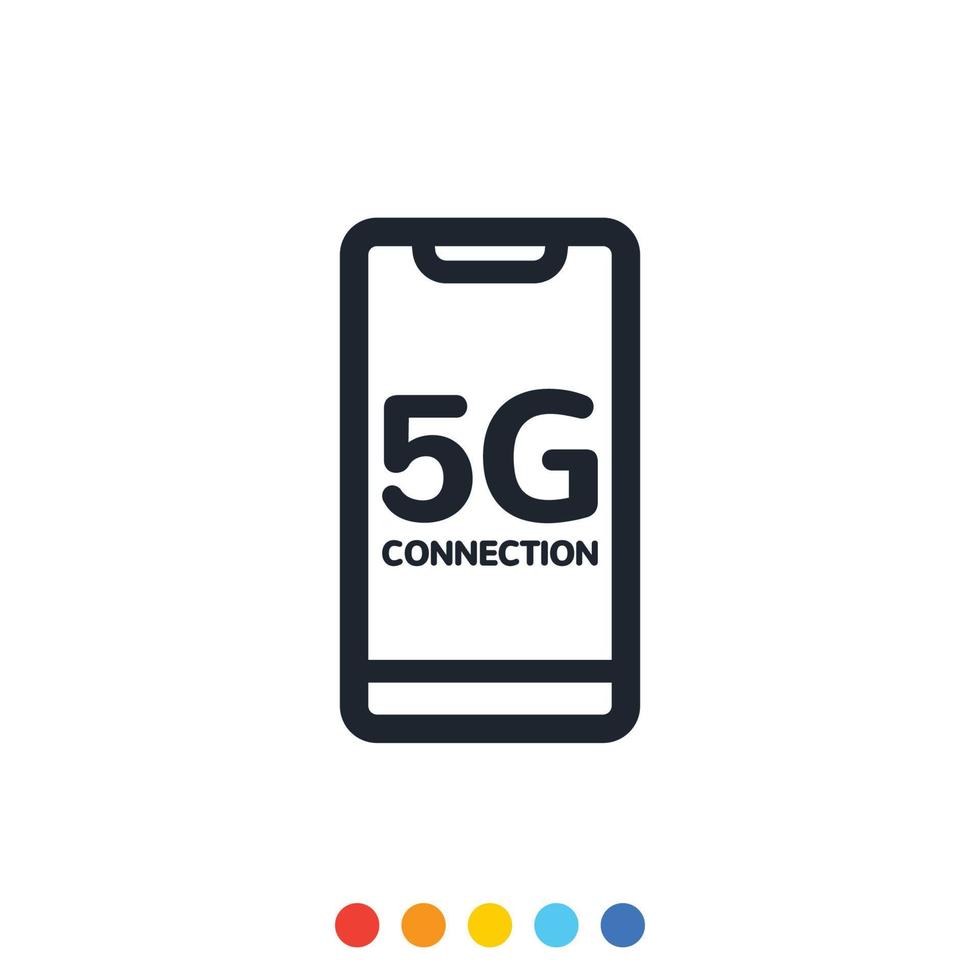 Smartphone icon with 5G technology connection message. vector