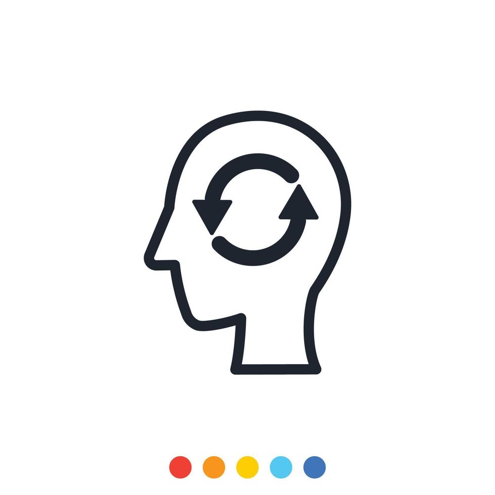 Human head icon and refresh symbol. vector