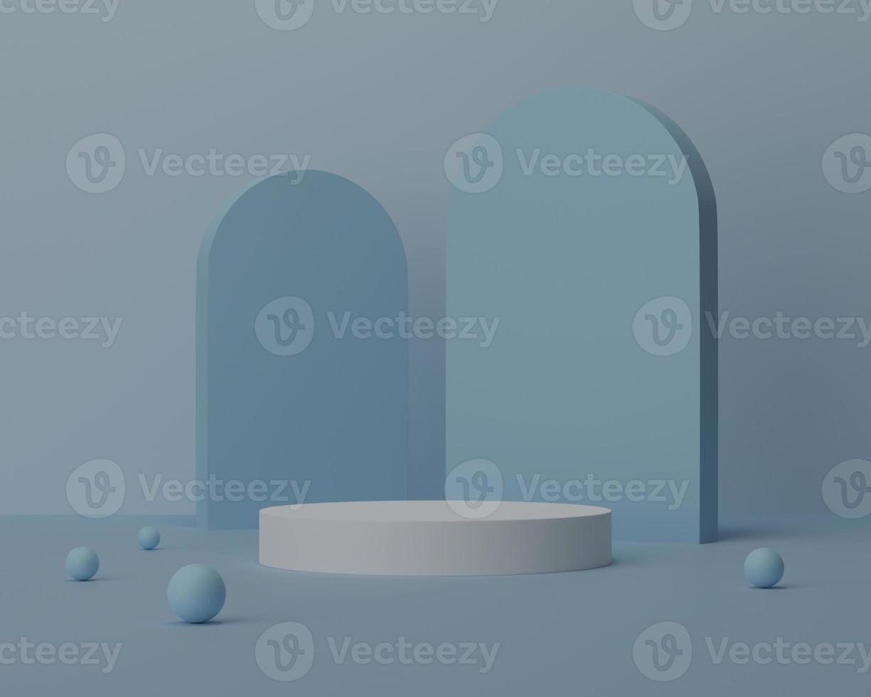 Abstract white round corner pedestal podium, Product display podium in room, 3d rendering studio with geometric shapes, Cosmetic product minimal scene with platform, Stand to show products background photo