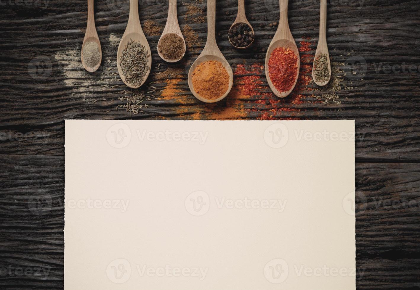 Spice and Herbs with paper mockup template photo