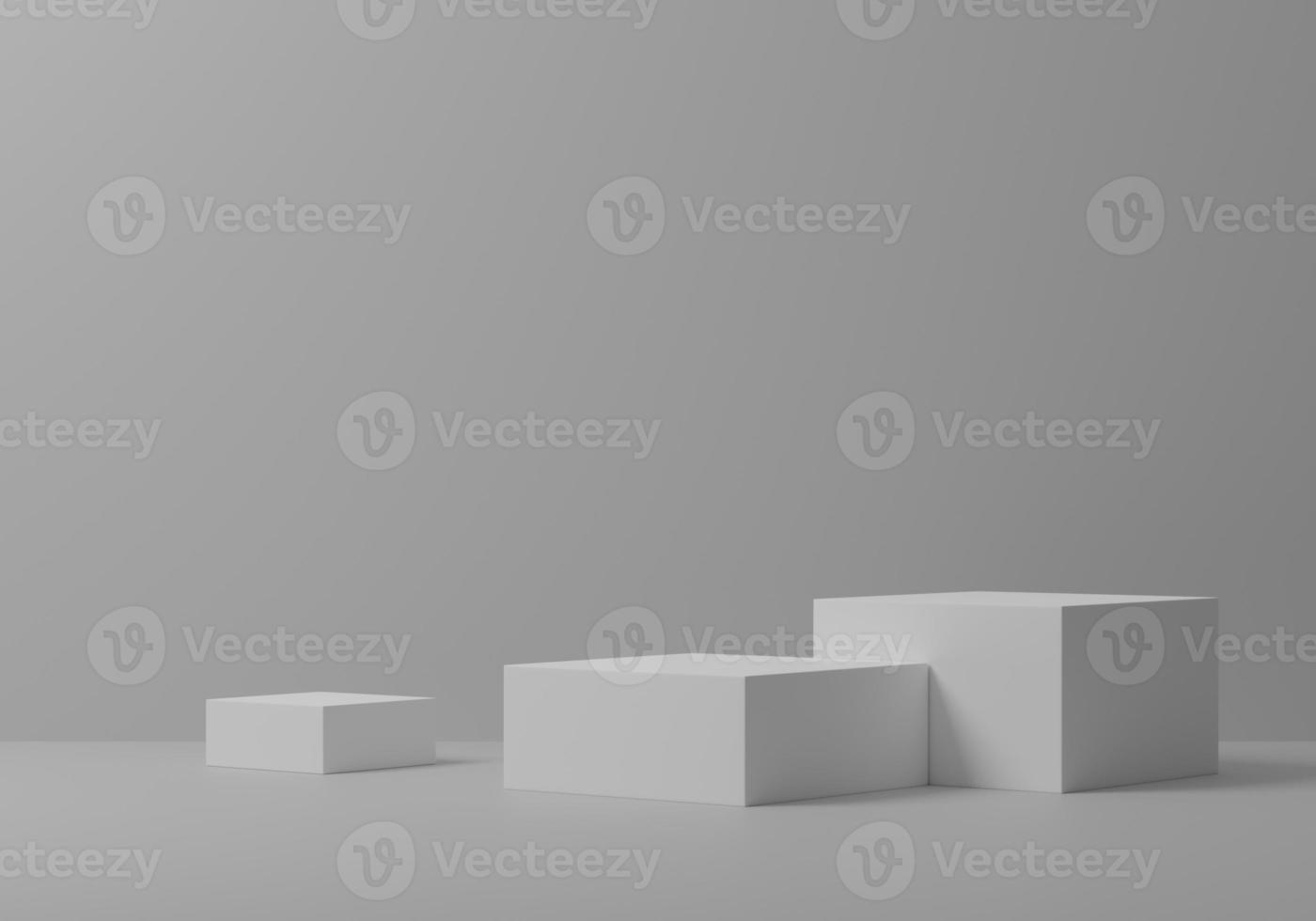 Abstract white cubic pedestal podium, Product display podium in room, 3d rendering studio with geometric shapes, Cosmetic product minimal scene with platform, Stand to show products background photo