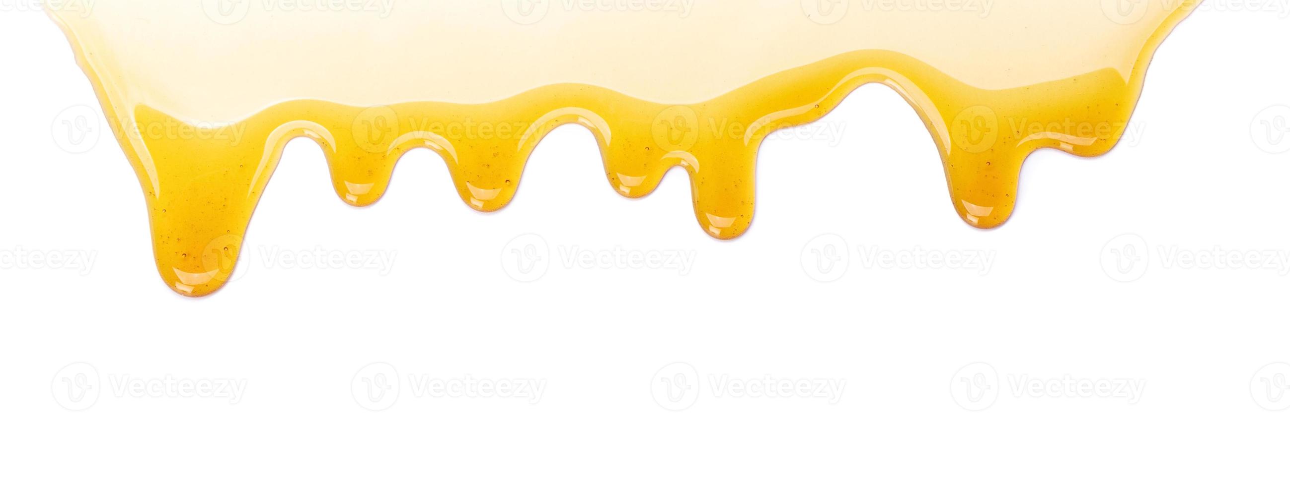Honey drop realistic isolated on white background, bee products by organic natural ingredients concept photo