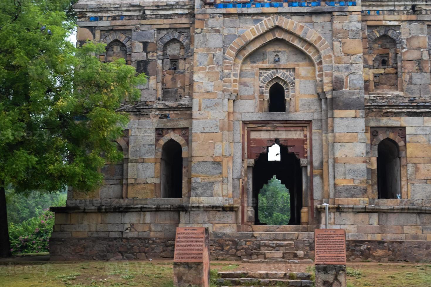 Mughal Architecture inside Lodhi Gardens, Delhi, India, Beautiful Architecture Inside the The Three-domed mosque in Lodhi Garden is said to be the Friday mosque for Friday prayer, Lodhi Garden Tomb photo