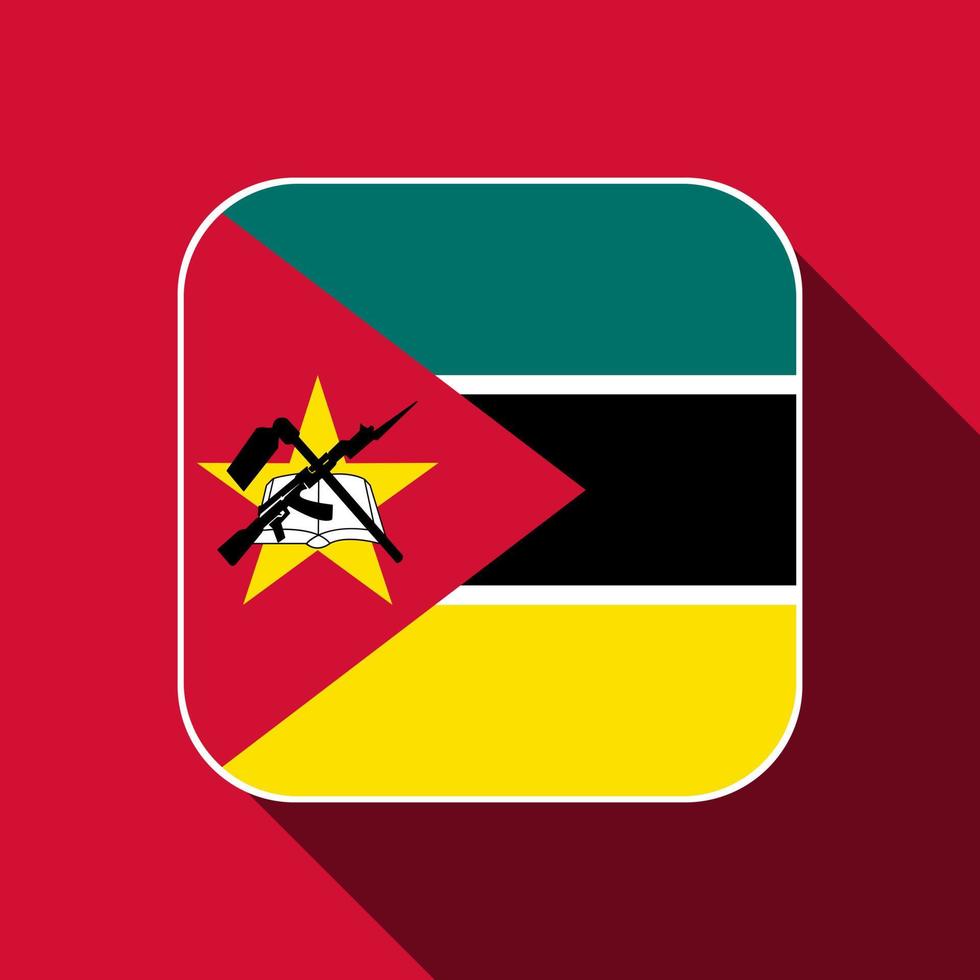 Mozambique flag, official colors. Vector illustration.