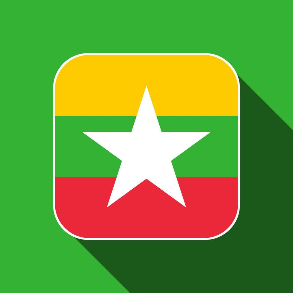 Myanmar flag, official colors. Vector illustration.