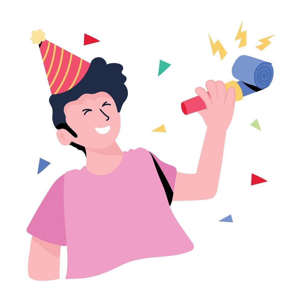 Premium flat sticker of birthday bash vector