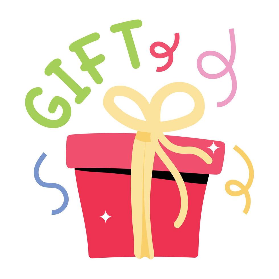 Get this amazing gift box flat sticker vector