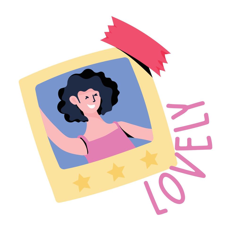 A scalable flat sticker of lovely photo vector