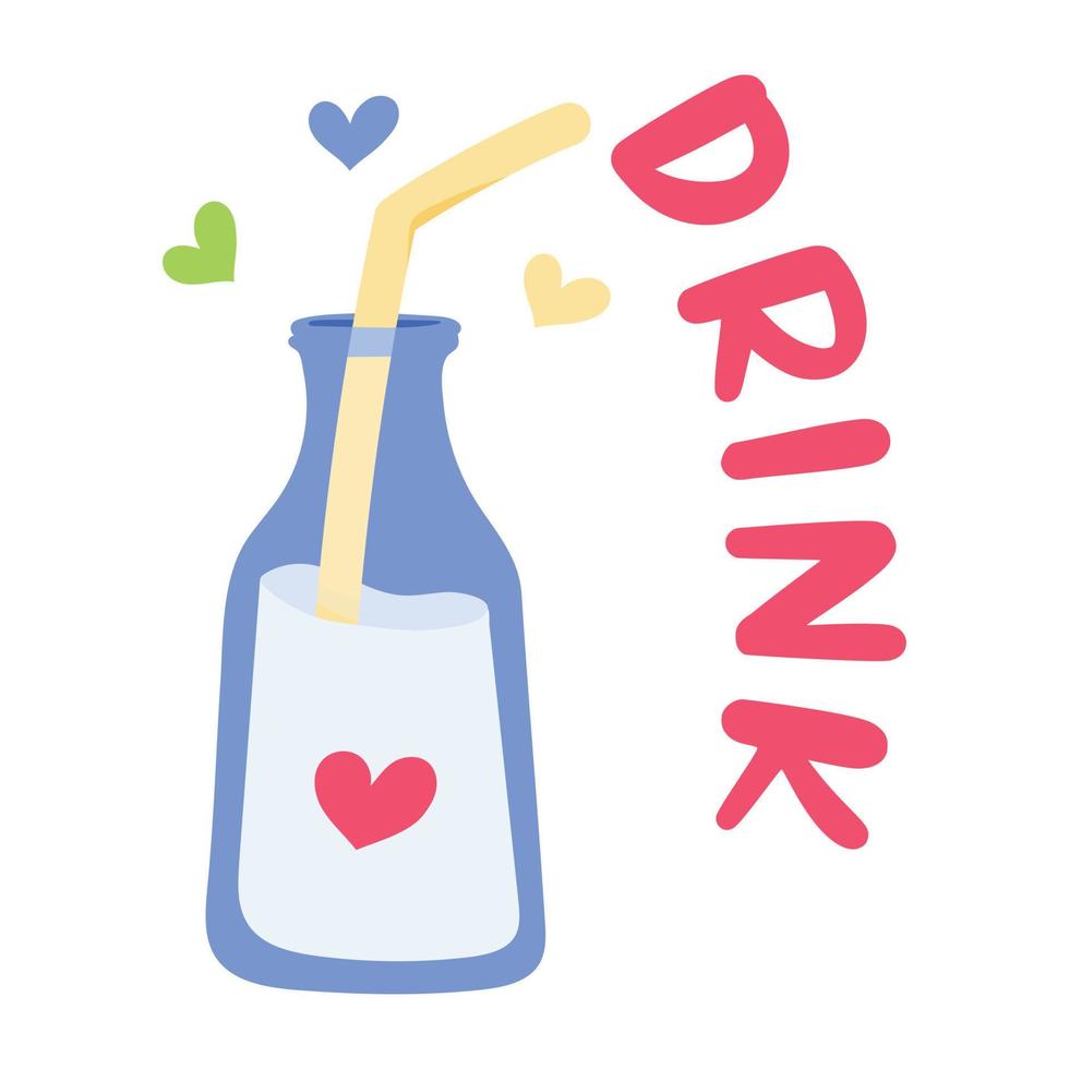A handy flat sticker of drink vector