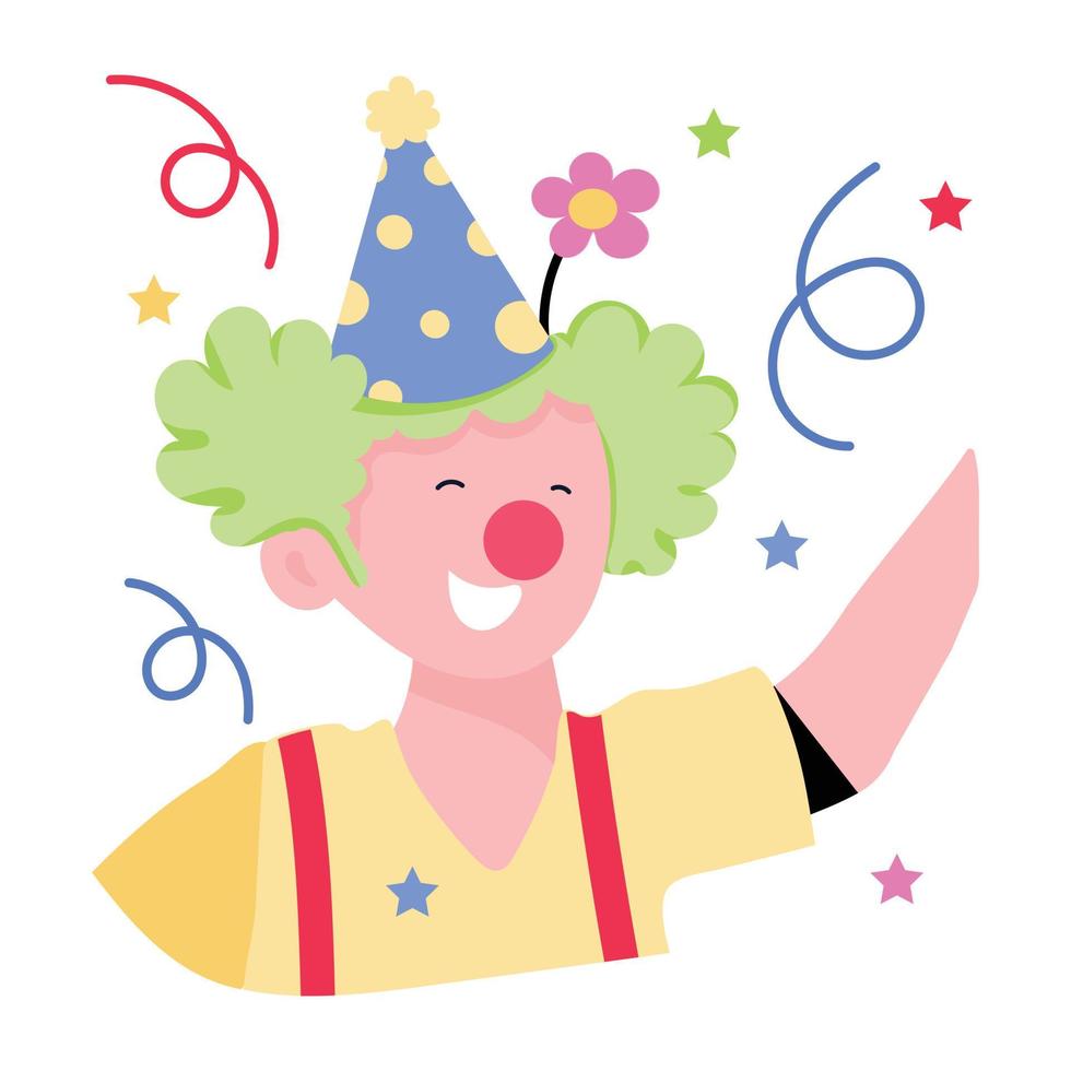 Trendy flat sticker icon of clown vector