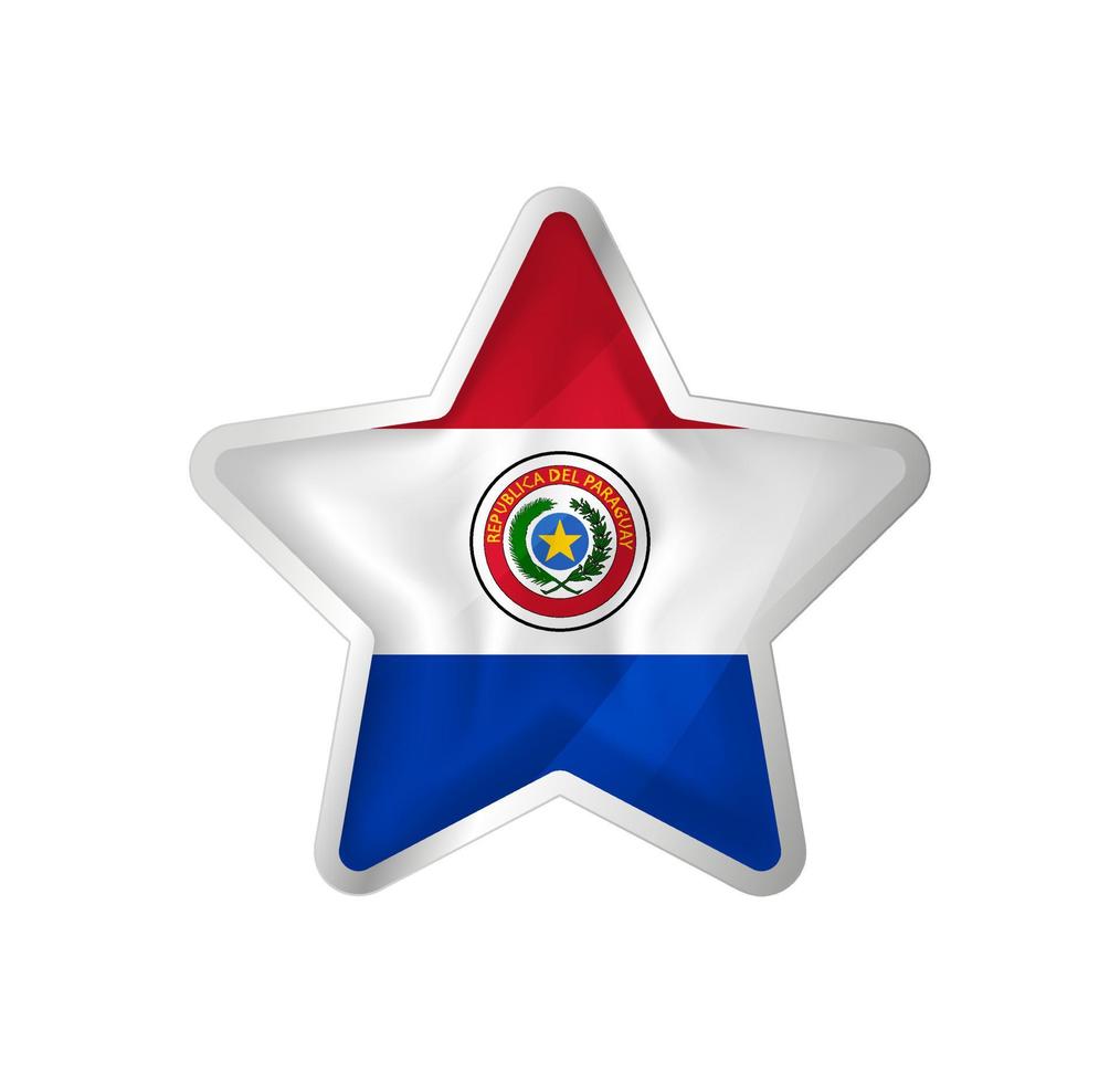 Paraguay flag in star. Button star and flag template. Easy editing and vector in groups. National flag vector illustration on white background.