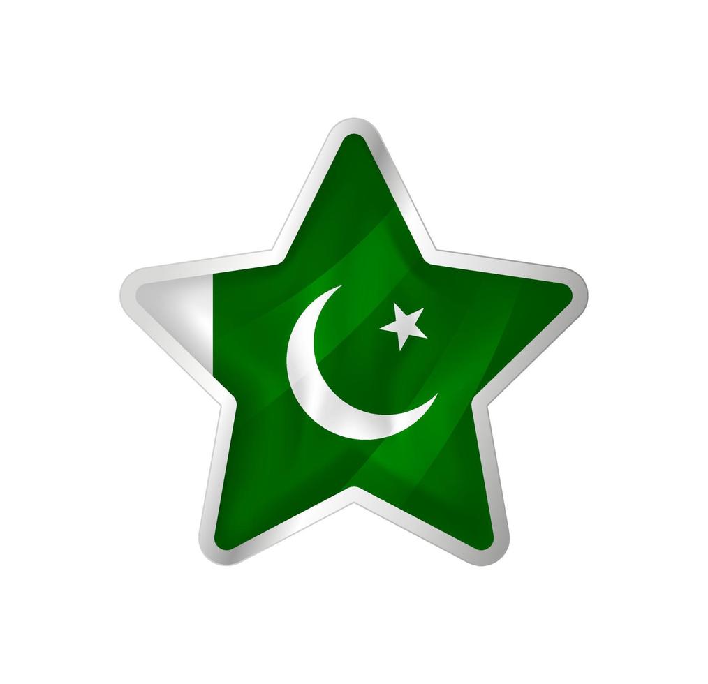 Pakistan flag in star. Button star and flag template. Easy editing and vector in groups. National flag vector illustration on white background.