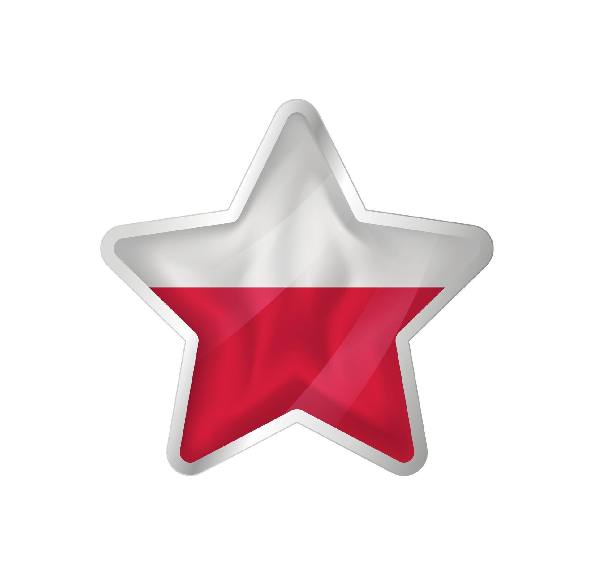 Poland flag in star. Button star and flag template. Easy editing and ...
