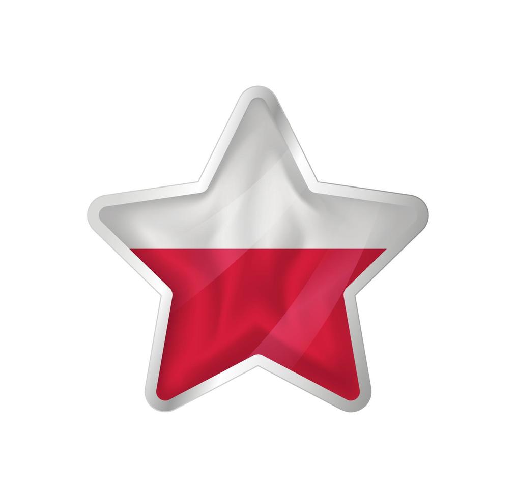 Poland flag in star. Button star and flag template. Easy editing and vector in groups. National flag vector illustration on white background.