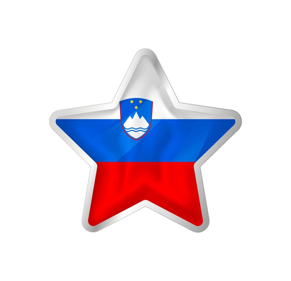 Slovenia flag in star. Button star and flag template. Easy editing and vector in groups. National flag vector illustration on white background.