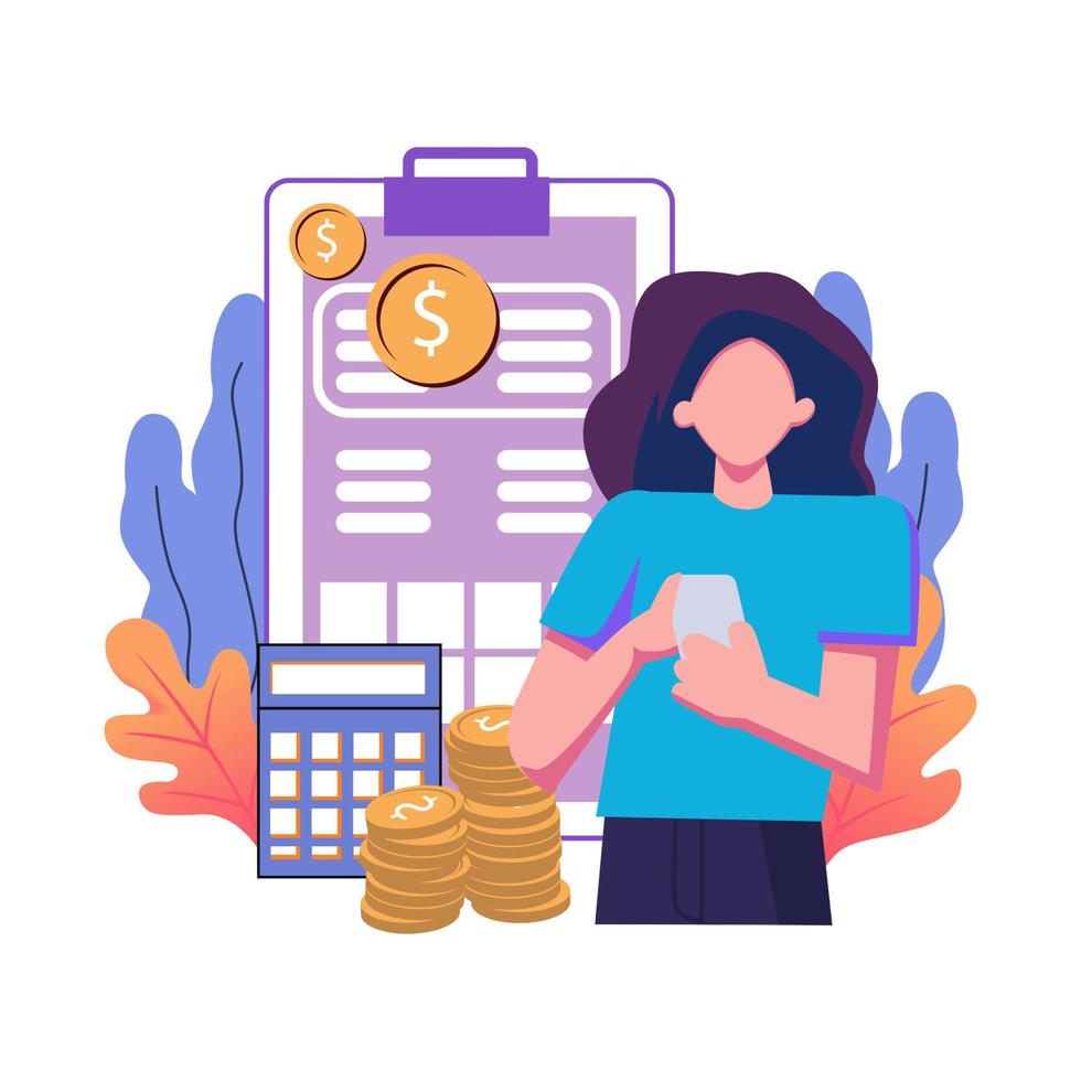 Net income calculating flat style illustration design vector