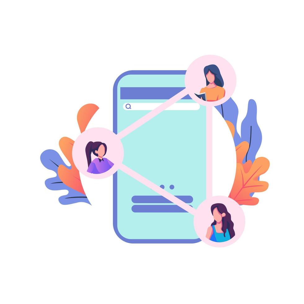 Mobile collaboration flat style illustration vector