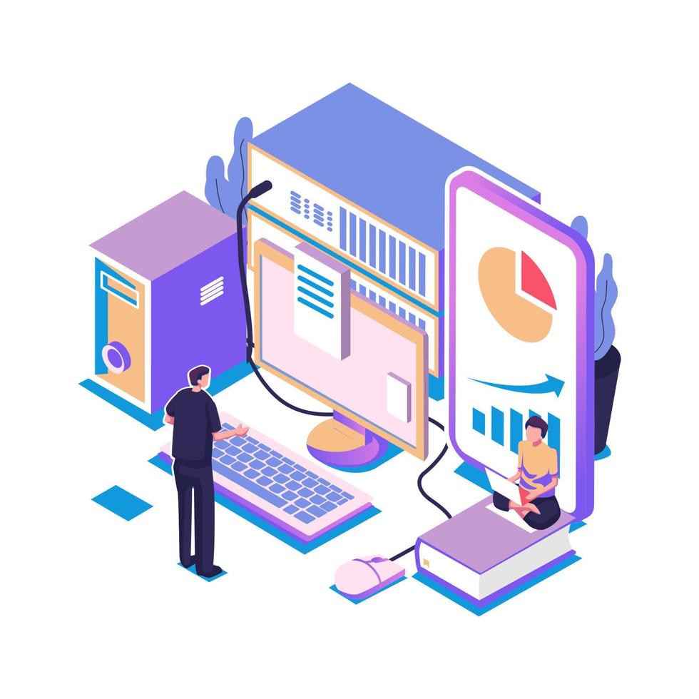 Online big data courses flat style illustration design vector