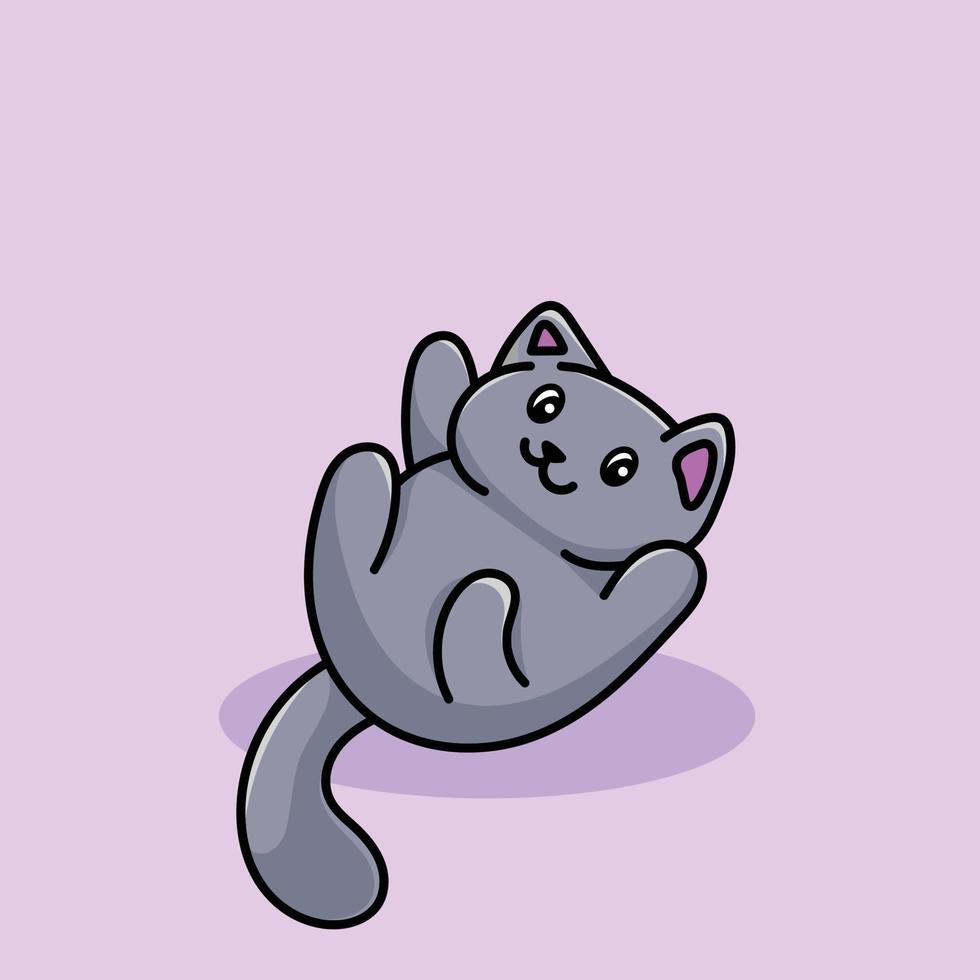 Cat Cartoon Mascot Design Cute Flat Design Logo Funny Happiness vector