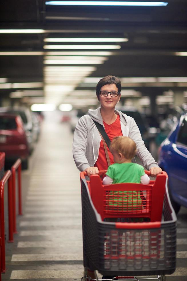 mother with baby in shopping photo