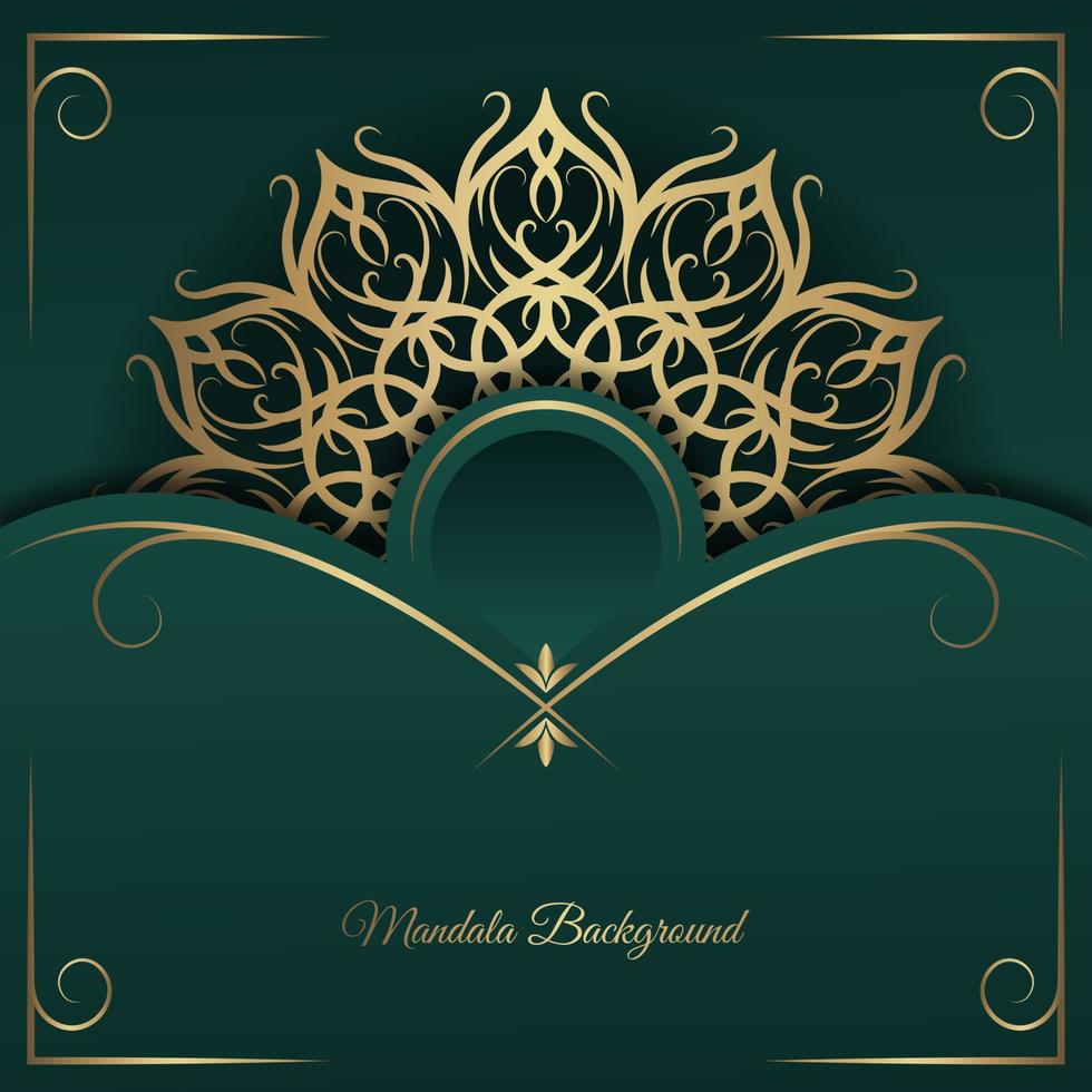 green luxury background, with gold mandala vector