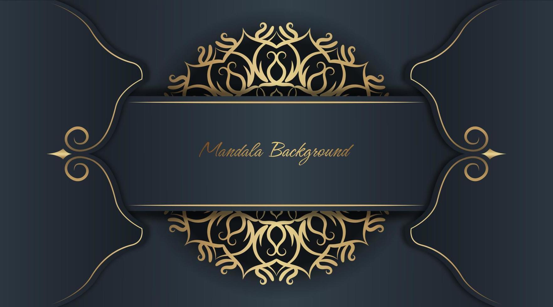 mandala background, dark gray and gold vector